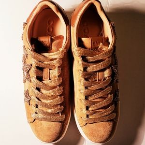 Coach Gold Suede Rhinestone Star Sneakers Sz 9